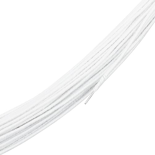 BENECREAT 20m/21.87 Yard White Cotton Covered Making Thread, Cotton Covered Floral Thread with Metal Wire Inside, For Flower Packaging Sewing Supplies Brim Making Accessories, Diameter: 1mm
