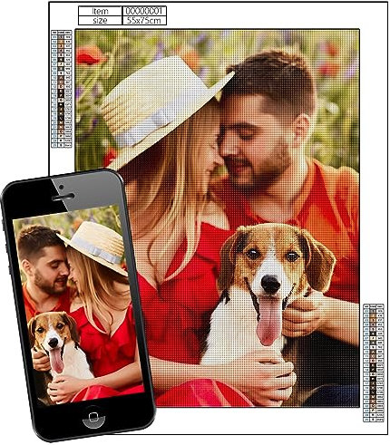 Souarts Diamond Painting Eigenes Foto, 5D Diamant Painting Bilder Selbst Gestalten, Personalisierte Diamant Malerei Erwachsene Kinder Geschenk Home Decor 40x60cm