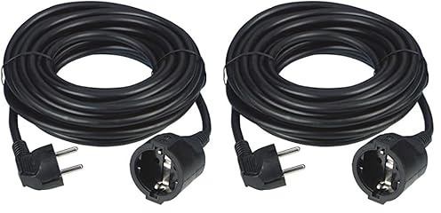 REV Verlängerungskabel 3m, 3680W, H05VV-F, Innenbereich, Verlängerungskabel schwarz (Packung mit 2)
