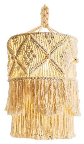 FutureHight Makramee Lampenschirm, Boho Hängelampe Lampenschirm mit Quaste, Ideal für Wohnzimmer und Hochzeitsdekorationen