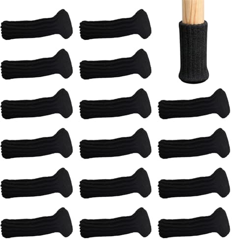 PAITOK 16 Stück Stuhlbeinsocken Schutzkappen, hochelastisches gestricktes Material, rutschfest und verschleißfest, Kratzer und Lärm vermeiden, hervorragende Stuhlbein-Bodenschoner