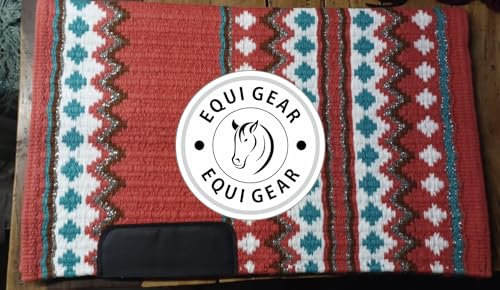 EQUIGEAR Western Show Horse Satteldecke aus neuseeländischer Wolle, Western-Design, handgefertigte Satteldecke, Wollpolster, Sensor Flex (Anpassung möglich), WK49 (34x42)
