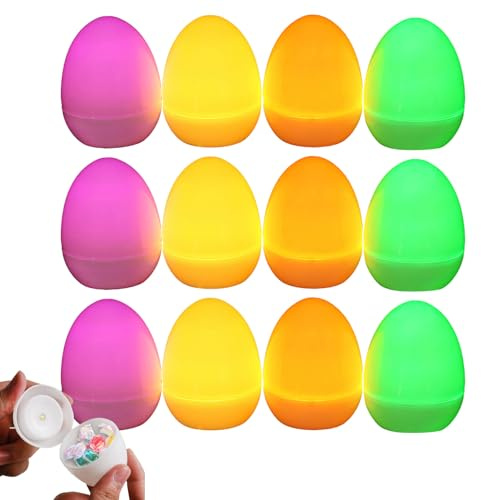 Tioheam Huevo de Pascua LED, Huevos de Pascua con luz LED | 12 Huevos de Pascua iluminados - Huevos electrónicos Impermeables Multicolores Resistentes a caídas para Fiesta, Pascua, decoración de Mesa