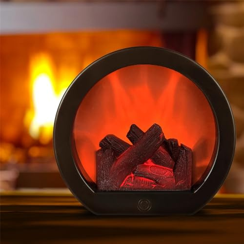 Flame Effect Lantern, Imitation Fire Flames with Touch Switch, USB Rechargeable & Battery Powered Fire Effect Lights for Fireplace Living Room, Bedroom Decoration
