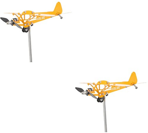 BESPORTBLE 2St gartenskulptur bastelzeug Flugzeugwindfahne aus Metall Nussknacker Weihnachtsdeko Flugzeugdekor im Freien Gartenflugzeugdekoration im Freien Windmühle Turbine schmücken