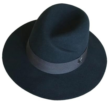 Hndudnff Unisex Vierjahreszeiten-Hut mit breiter Krempe, Wolle, Fedora-Glockenhut, Hochzeitskleid, Kirchenhut, Schwarz , One size