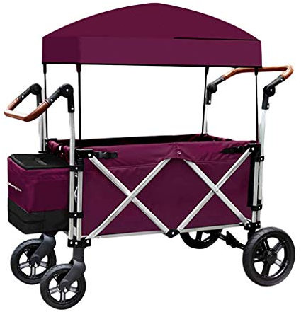 CRBUDY Lagerwagen, zusammenklappbarer Gartenwagen, tragbarer Hochleistungswagen mit Überdachung, multifunktionaler Einkaufswagen für den Außenbereich, Camping, Strand, Handziehwagen mit 4