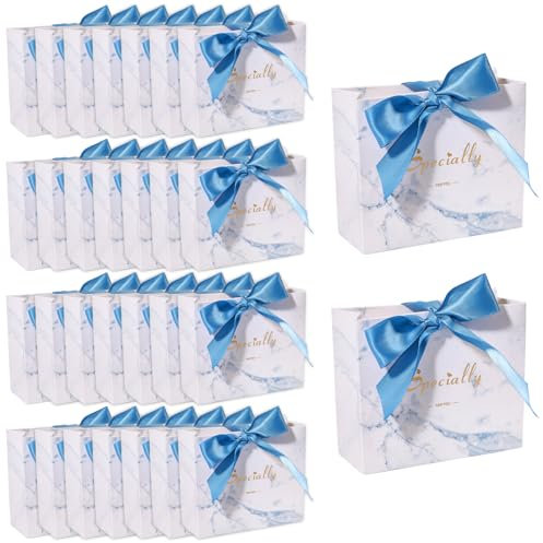 CHGCRAFT 60 Stück Mini Geschenktüten Blaue Party Geschenktüten Mit Schleife Bonbontüten Papiergeschenktüten Mini Geschenkboxen Massen Partygeschenktüten Für Hochzeiten Brautgeburtstage