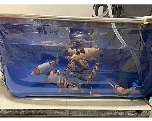 Groß mit Stahlrahmen für Fischteiche, PVC-Plane für Aquarien, Poolteiche, Wassergärten und Teichfolien sowie Dichtungen, Sichtfenster und Ablassventil, Wassertank für gezüchtete Koi, Plane f