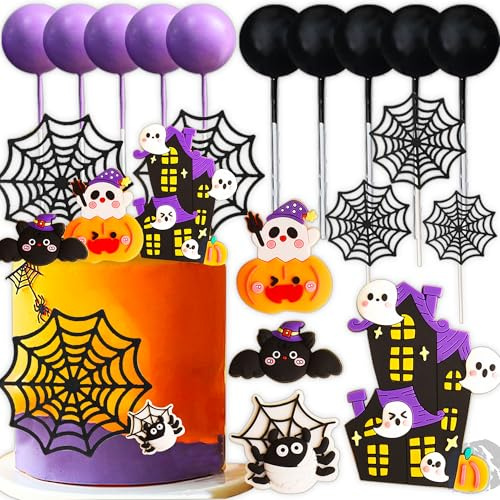 JeVenis Ghost Cake Decoration Little Boo Haunted House Cake Topper | The Spooky One Cake Decoration Two Spooky Cake Topper for Halloween Baby Shower Birthday Party Supplies