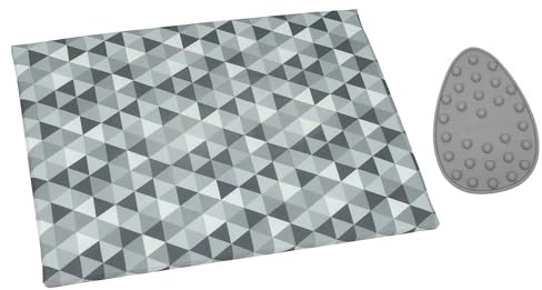 SEMPLIX Bügel Set – Bügelunterlage mit rutschhemmender Rückseite 30 x 40 cm/Mini Bügeleisenablage 10,5 x 15,5 cm, für kleinere Näh- und Bastelarbeiten (Stein/grau)