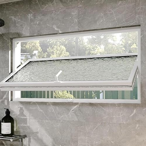 UIHECTA Finestra di Casa, Finestra A Battente Aperta per Seminterrato, Montaggio A Filo Ventilazione Isolata Finestra A Tramoggia Girevole, Lega di Alluminio, per Bagno Seminterrato,Bianca,100×45cm