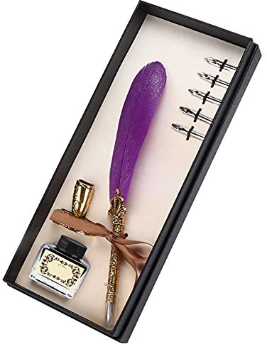 LetCart Federstift-Set, Vintage-Tinte, geschnitztes Metall, Business-Geschenk, Schreibanzug, Dunkelviolett
