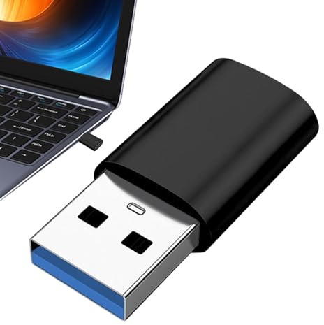 Adaptador USB A a USB C – Tipo C hembra a USB 3.0 macho | Cable de carga de aleación de aluminio de 10 Gbps convertidor para disco duro portátil | Transferencia de datos de alta velocidad en negro