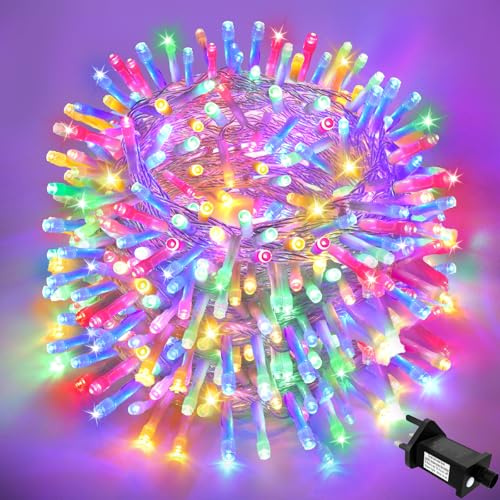 FFZZKJ Christmas Lights Outdoor, Fairy Lights, Multi-Coloured, 66Ft 200 LED | Timer, 8 Modes, Plug in, Indoor/Outdoor Waterproof, For Christmas Decorations, Bedroom, Gazebo, Garden