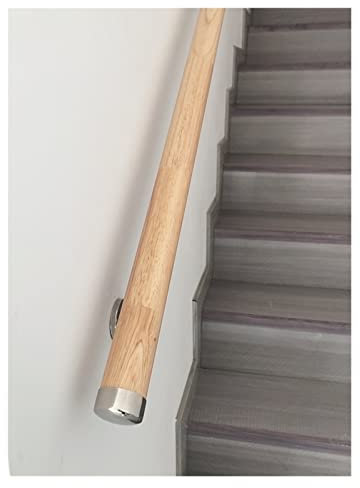 Corrimano in legno antiscivolo per scale interne, casa, asilo, corridoio, ringhiera, villa, soppalco, scale, corrimano, kit completo, finitura in legno naturale, 1 m