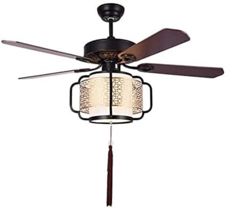 Ventilatore Da Soffitto Con Luce Per Soggiorno Ventilatore Da Soffitto Moderno Con 5 Pale In Legno Lanterne E27 Lampadario Ventilatore Da Soffitto Muto A 6 Velocità Per Soggiorno Camera Da Letto(52in)