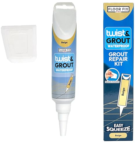 Floor-Fix Pro - Twist & Grout Repair Kit - Premixed & Waterproof Fast Tile Grout Reviver - Bathroom, Shower, Kitchen (Beige, 8.8 Fl Oz)