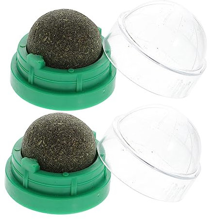 SEWOART 2stücke Drehbarer Katzenminze Ball Natürliches Katzenleckerli Zur Zahnpflege Und Verdauungsförderung Sicherer Katzensnack Interaktives Spielzeug Für Wohnungskatzen Farbe Zufällig