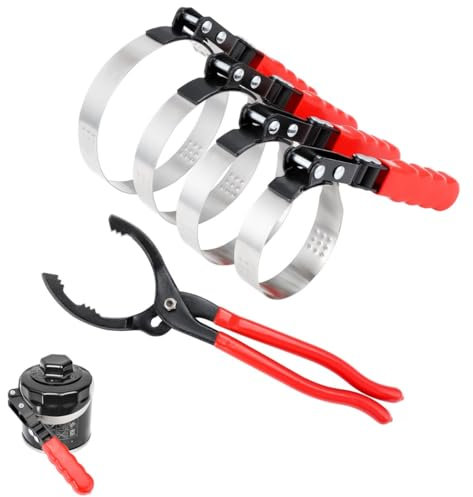 5-1/4 Ölfilterschlüssel-Set mit Zange, verstellbare Schwenkfilterwerkzeuge mit ergonomischen Griffen und rutschfestem Griff