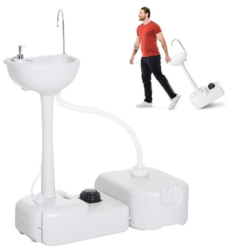 Cplsntaeam Set lavello Portatile da Campeggio, Stazione lavamani Portatile con Serbatoio da 17 l, Serbatoio di Recupero da 24 l, Ruote girevoli e Dispenser di Sapone per Eventi all'aperto, raduni