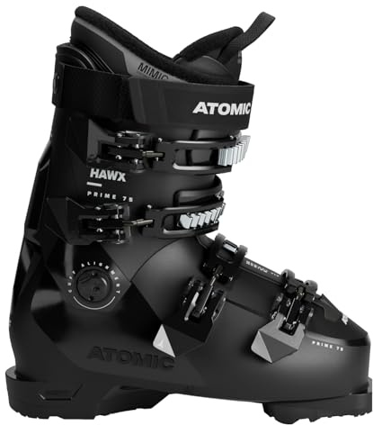 ATOMIC HAWX PRIME 75 Skischuhe in Schwarz/Silber - Mittelbreite Ski-Boots mit 100 mm Passform & 75er-Flex - Ski-Schuhe mit anpassbarer Mimic Technologie für präzisen Fit