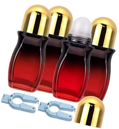 4 botellas de vidrio aromáticas de 50 ml, resistentes a fugas, tapa dorada, dispensador de perfumes y aceites esenciales