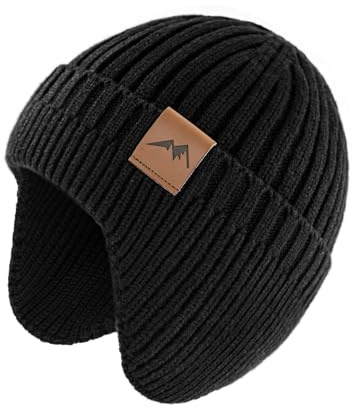 SEYUFN Mädchen Mütze Jungen Baby Wintermütze Kinder Babymütze Winter Strickmütze Junge Dinosaurier Beanie Kinder Warm (DE/NL/SE/PL, Alter, 0 Monate, 6 Monate, A-Schwarz)