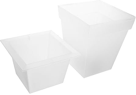Toyvian Pot De Fleurs Solaire Lumineux Étanche Jardin Éclairage Extérieur Décoratif Carré Blanc