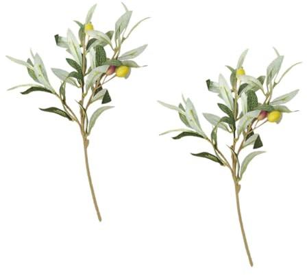 GLEAVI 2 pièces Branche Olivier Artificielle Résistante Décorative pour Bureau et Maison Vertes Branches Accessoire Murale et Mariage sans Entretien