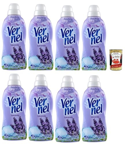 Vernel Vernel Lavendel Weichspülerkonzentrat Waschmaschine, Weichspüler für Wäsche mit Duft bis zu 100 Tage, 700 ml - 8x 700 ml + Italian Gourmet polpa 400g