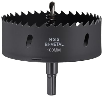 CoCud Kit De Scie Cloche, Diamètre De Coupe 100mm/3-15/16, Bi-Métal Acier Rapide M42 - Pour Tôle Métallique, Bois, Plaque Plastique Et Panneau PVC. Noir