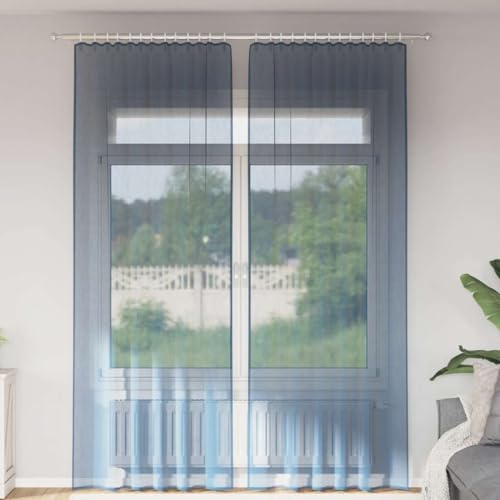 Genérico Cortinas de Gasa con Bolsillos para Varillas 2 uds. Azul Real,Casa y jardín,Decoración,Tratamientos de la Ventana,Cortinas y visillos,Azul,0.35 KG,4102215