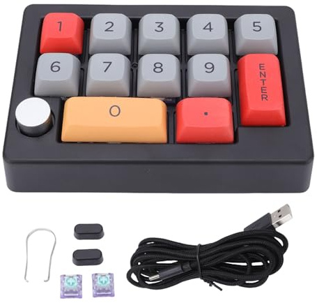 WOHPNLE Pavé numérique mécanique, pavé numérique Filaire avec 12 Touches programmables, 12 rétroéclairage LED RVB, Design N Key Rollover, utilisé pour Le Travail, Les Jeux, Le Bureau, la (Noir)