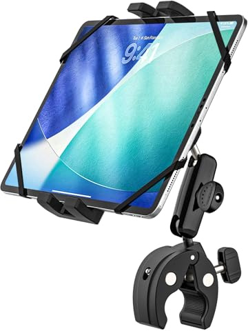 Support Tablette Moto Vélo Bateau Poussette, Support iPad Guidon Barre Tube | Bras en Aluminium Réglable, pour Tablettes et Téléphones de 4-13, iPad Pro, Air, Mini, Galaxy Tab, Fire, iPhone