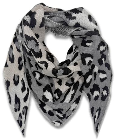 Glamexx24 Damen Winterschal Dreiecksform Schal: Wärme Halstuch Trend Sehr Weicher Liebe Muster, Schwarz weiss Leopard