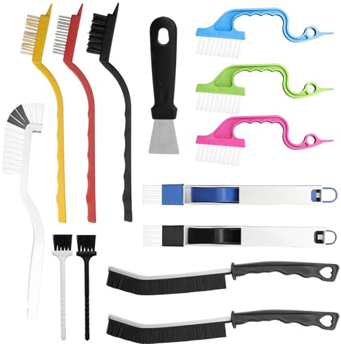 XRVRILE 14 Pièces Brosse a Joint, Brosse Menage Multifonction pour Cuisine et Salle de Bain avec Sac de Rangement