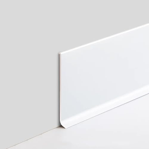 Listelli per battiscopa in alluminio di alta qualità, 4 pezzi, lunghezza 125 cm, altezza 4/6/8/10 cm, facili da installare e pulire, ideali per piastrelle, legno e pareti in lattice (bianco puro, 6 cm