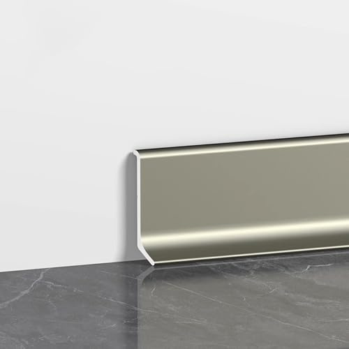 Bodenleiste aus Aluminium, matt, champagnerfarben, 125 cm Länge, 4/6/8 cm Höhe, einfach zu installieren und zu reinigen, perfekt für Böden, Wände und mehr, langlebiges Metall-Finish
