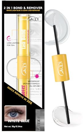 GAQQI Lash Bond and Remover, Lash Cluster Glue Waterproof Strong Hold for 72H+, Clear Eyelash Glue For DIY Eyelash Extensions, Long-lasting & Gentle Formula, 10ml
