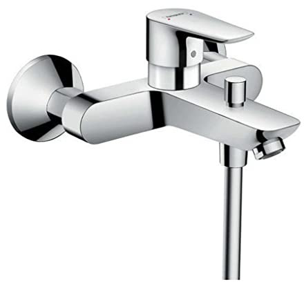 hansgrohe Talis E - Badewannenarmatur Aufputz für 2 Verbraucher, Mischbatterie Badewanne mit Auslauf Länge 19,4 cm, Einhebelmischer Wanne, Chrom