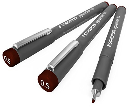 STAEDTLER 308 Pigment Liner Fineliner - 0,5mm - 3 Stück - braun