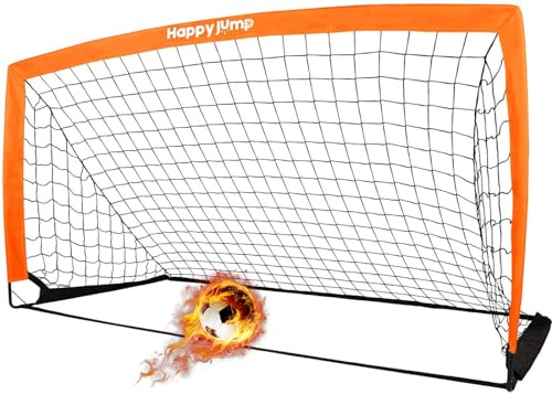 Happy Jump Fußballtor 3x2.2FT, 4x3FT, 5x3.6FT, 7x5FT Pop-Up Fußballtraining für den Garten (6x3 FT- Orange) -1 PC