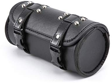 Motorrad Gabel Tasche Mini PU Leder Fahrrad Lenker Werkzeugbeutel Sissy Bar Roll Aufbewahrungstasche (Schwarz B.)