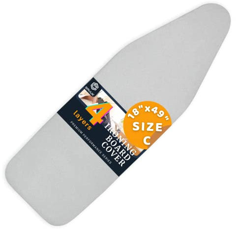 SAVUK Bügelbrettbezüge und Polster mit breiter Größe, Verstellbarer elastischer Rand, wärmereflektierend, passend für Bretter 130 x 45, 130 x 50 oder 125 x 50 cm, Bezug 55 x 135 cm, Grau, XL