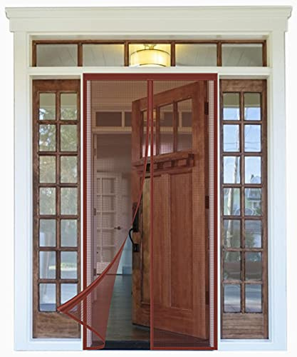 Zanzariera Magnetica Per Porte,120x235cm (47.24x92.51in) Magnetica Chiusura Automatica Tendina Anti Zanzare Mosche Insetti Tenda per Porte ,Impedendo agli Insetti di entrare, Marrone