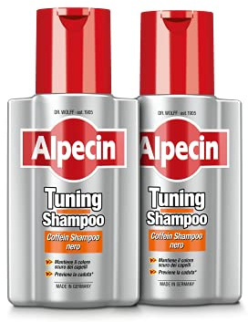 Alpecin Tuning Caffeine Shampoo 2 x 200 ml | Trattamento che preserva il colore scuro dei capelli e ne favorisce la naturale crescita, per Uomo