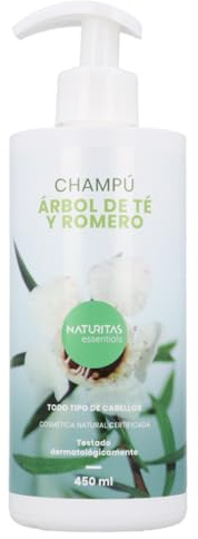 Champú árbol de té y romero | 450 ml | Naturitas Essentials | Champú con árbol del té y romero | Cuero cabelludo equilibrado y fuerte | Champús
