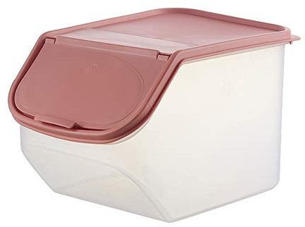 QINGGANGLING999 Grains Dispenser Portable Clear Flip Cover Kitchen Rice Storage Box Grain Cereal Dispenser Food Organizer Container Cereal Containers (Color : Pink)