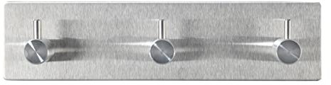 TERRA SELL Premium Edelstahl Hakenleiste, Handtuchhalter - Hakenleiste ohne Bohren, starker Halt – Wandhaken für Bad, Küche, Garderobe, Kinderzimmer - wasserfest. rostfrei und selbstklebend (Silber)